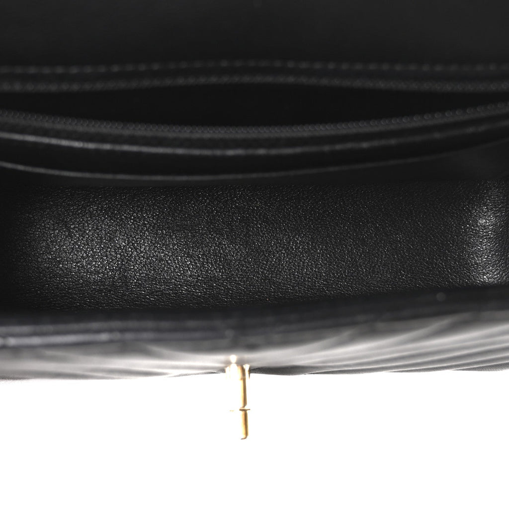 Chanel Lambskin Chevron Quilted Mini Rectangular Flap Black