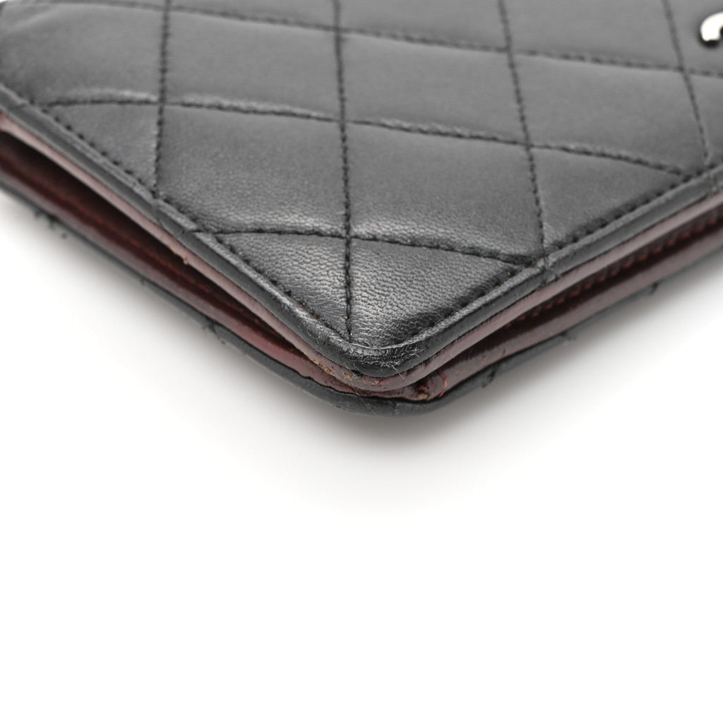 Lambskin Quilted Yen Wallet Black