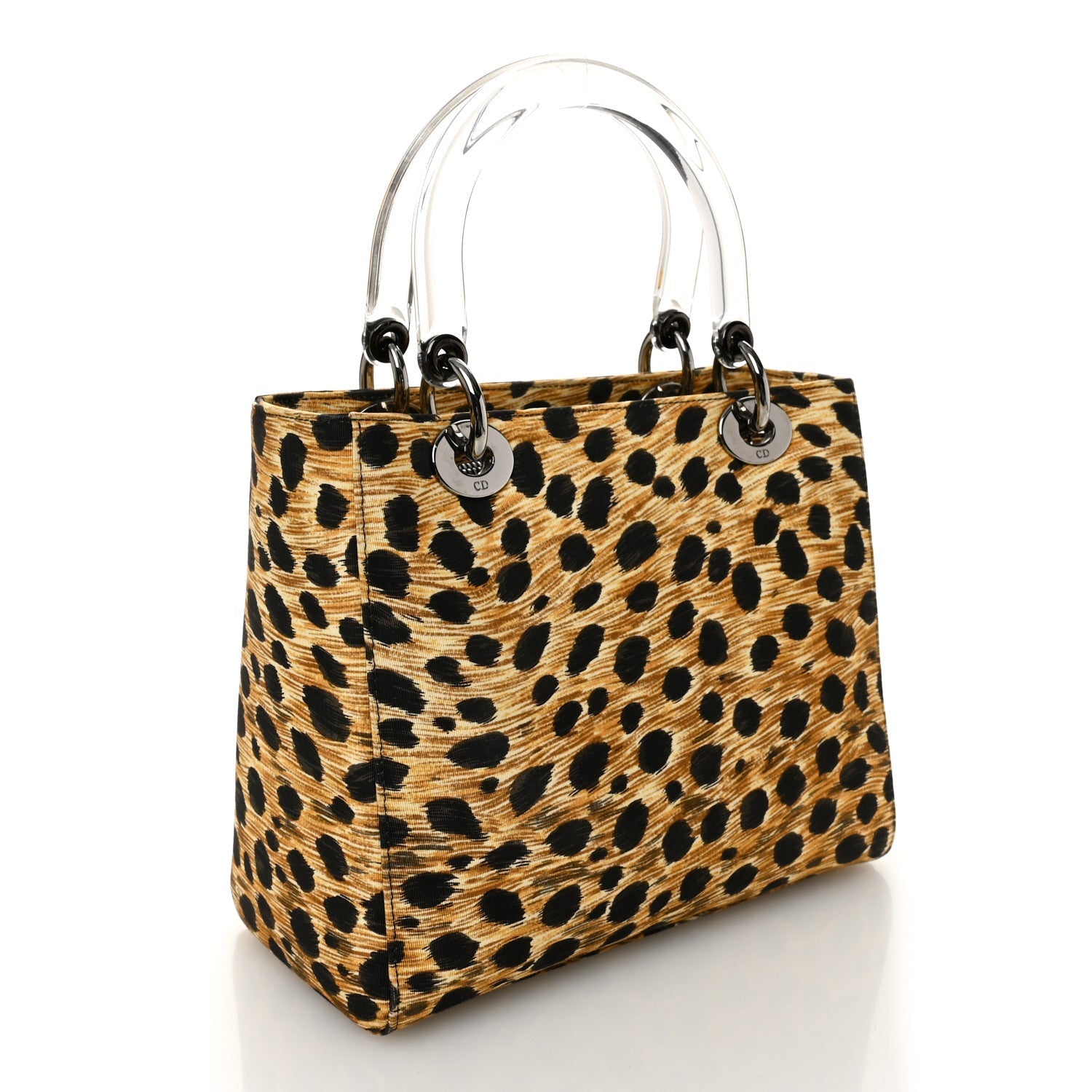 Christian Dior Canvas Leopard Print Medium Lady Dior