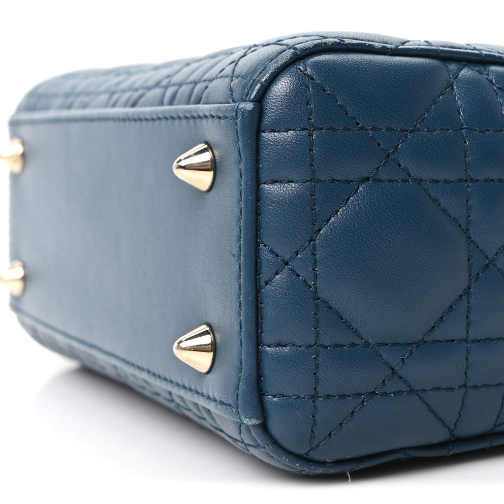 Christian Dior Lambskin Cannage Small My ABCDior Lady Dior Deep Ocean