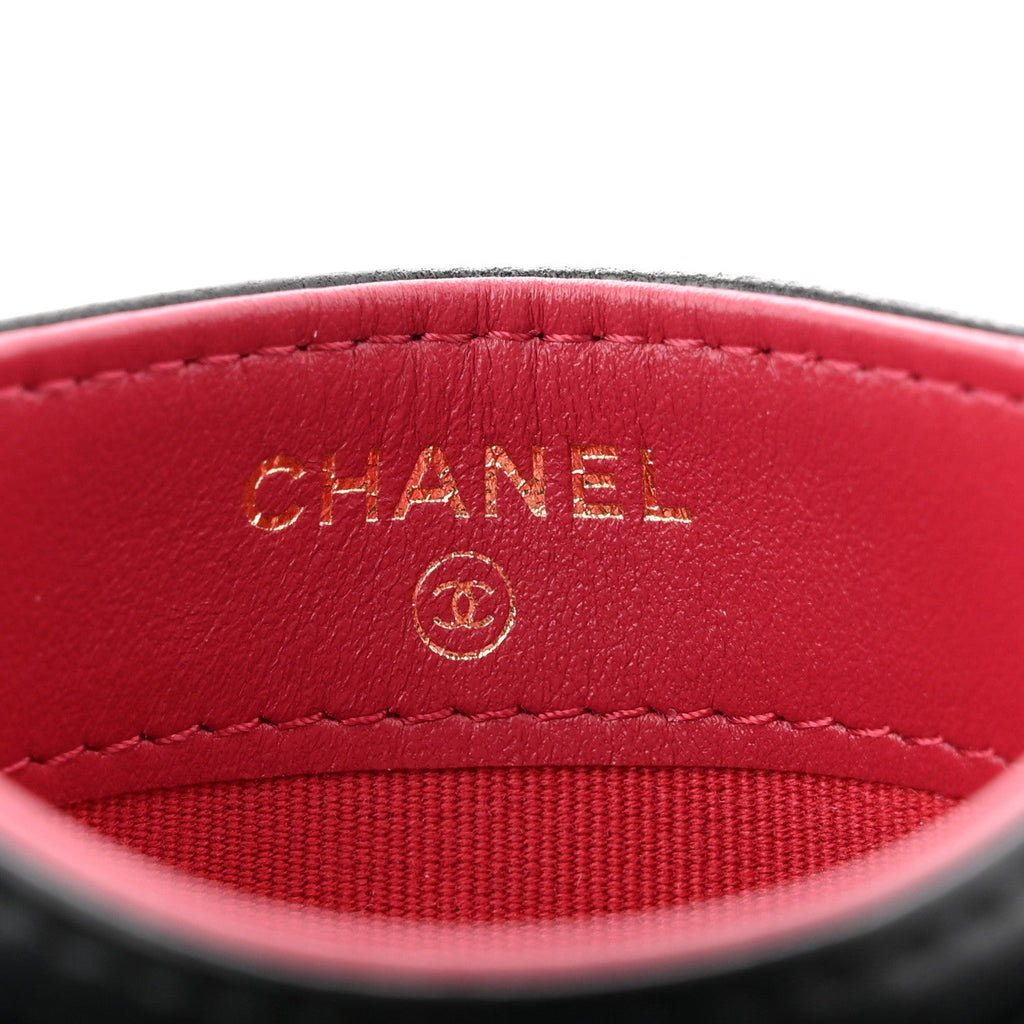 Lambskin Quilted Chanel 19 Card Holder Black