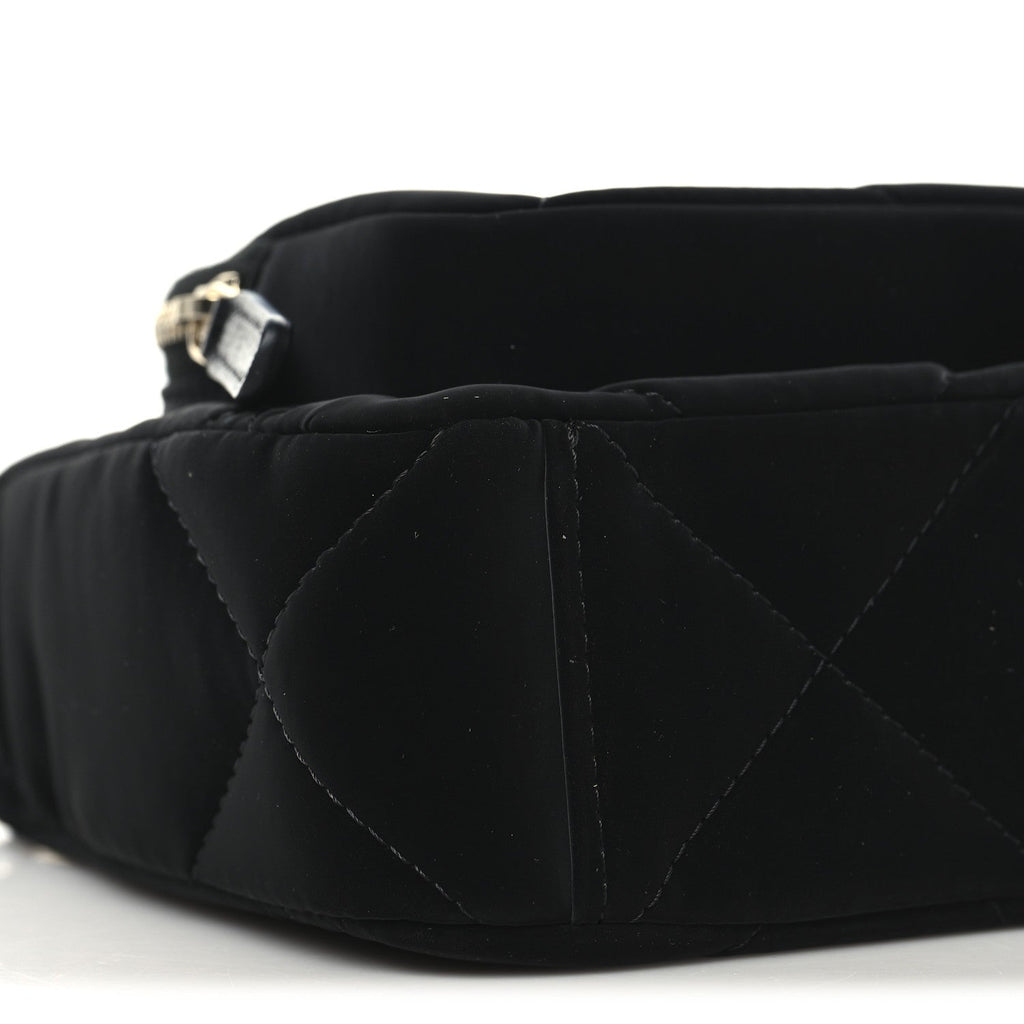 Chanel Velvet Effect Nylon Shiny Crumpled Calfskin Quilted Chanel 25 Clutch With Chain Black