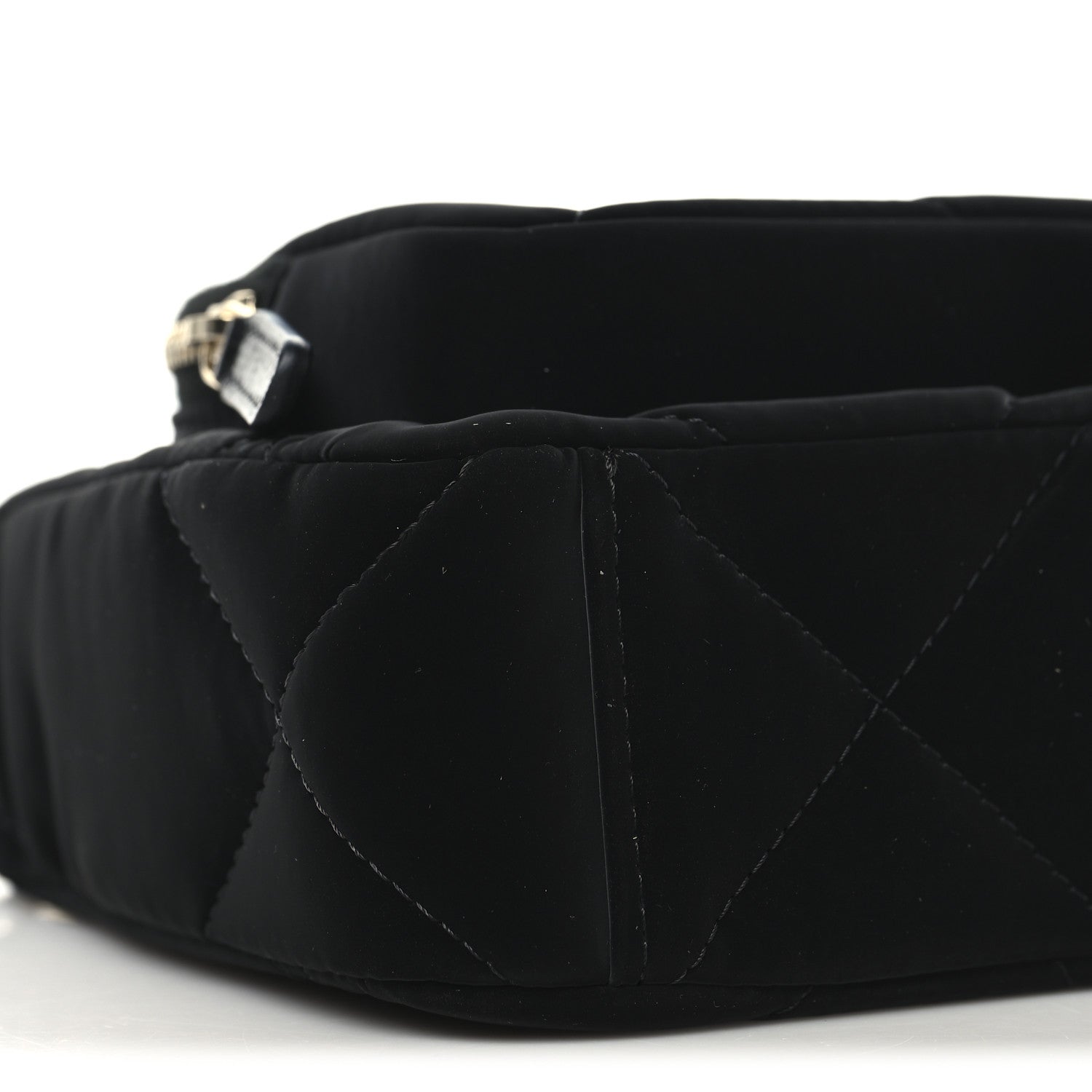 Chanel Velvet Effect Nylon Shiny Crumpled Calfskin Quilted Chanel 25 Clutch With Chain Black