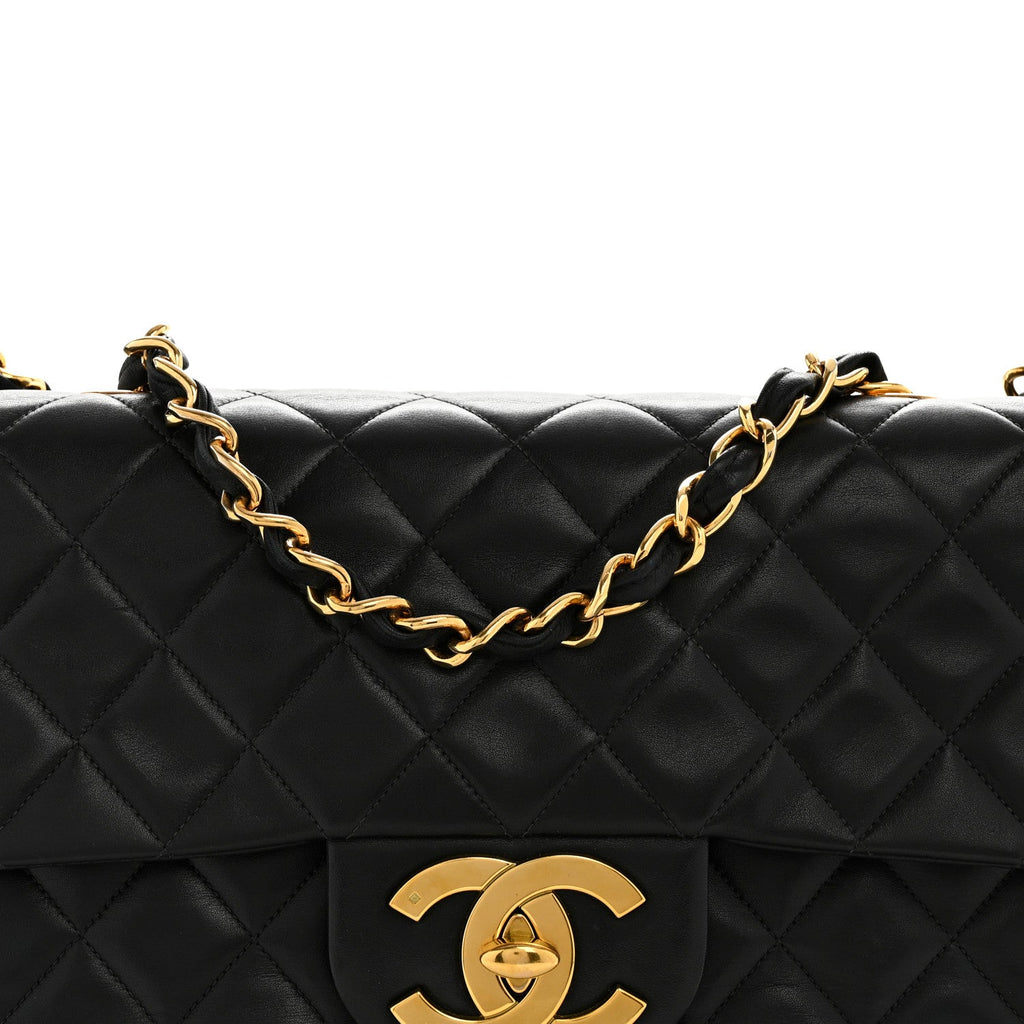 Chanel Lambskin Quilted XL Jumbo Single Flap Black