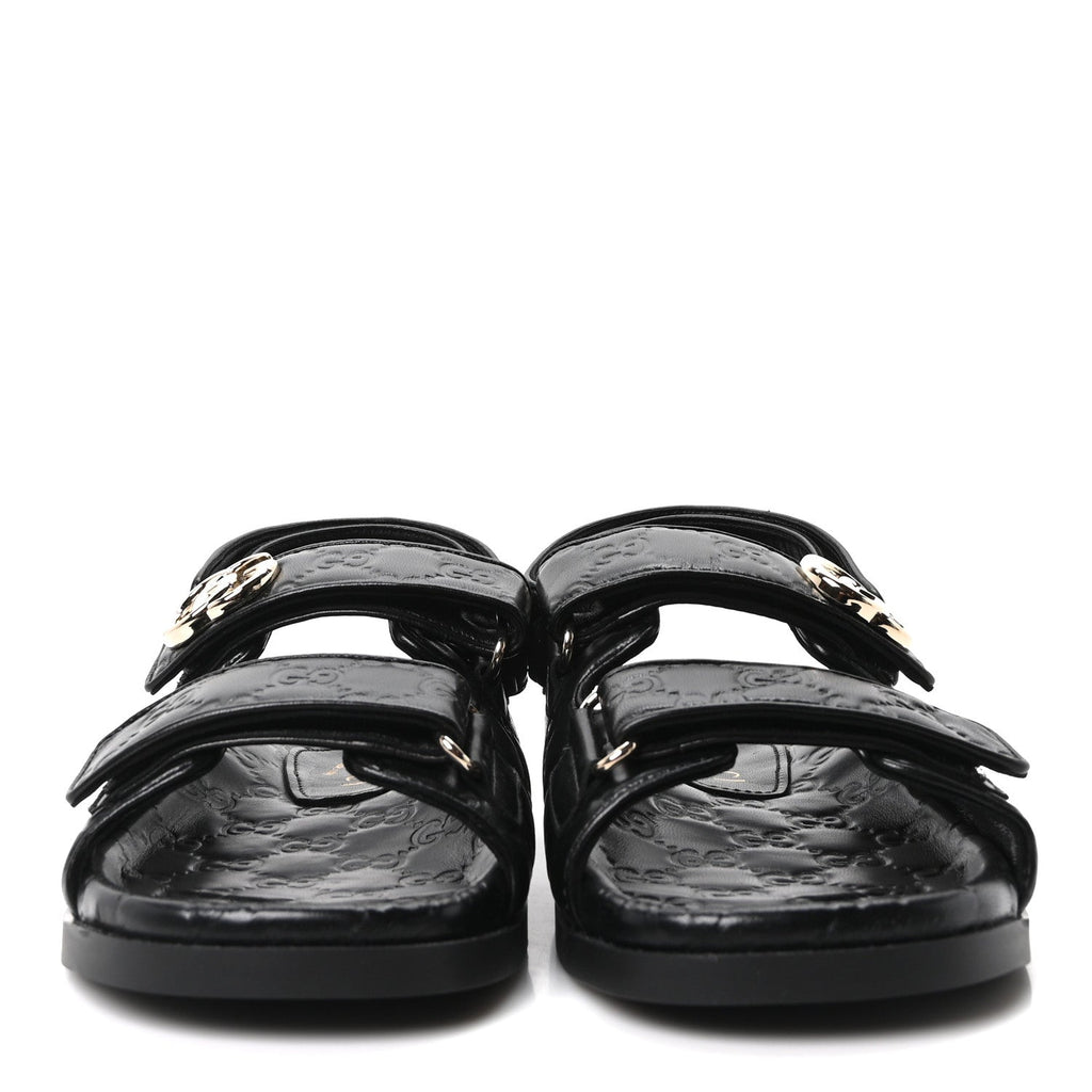 Gucci Guccissima GG Embossed Womens Sandals 37 Black