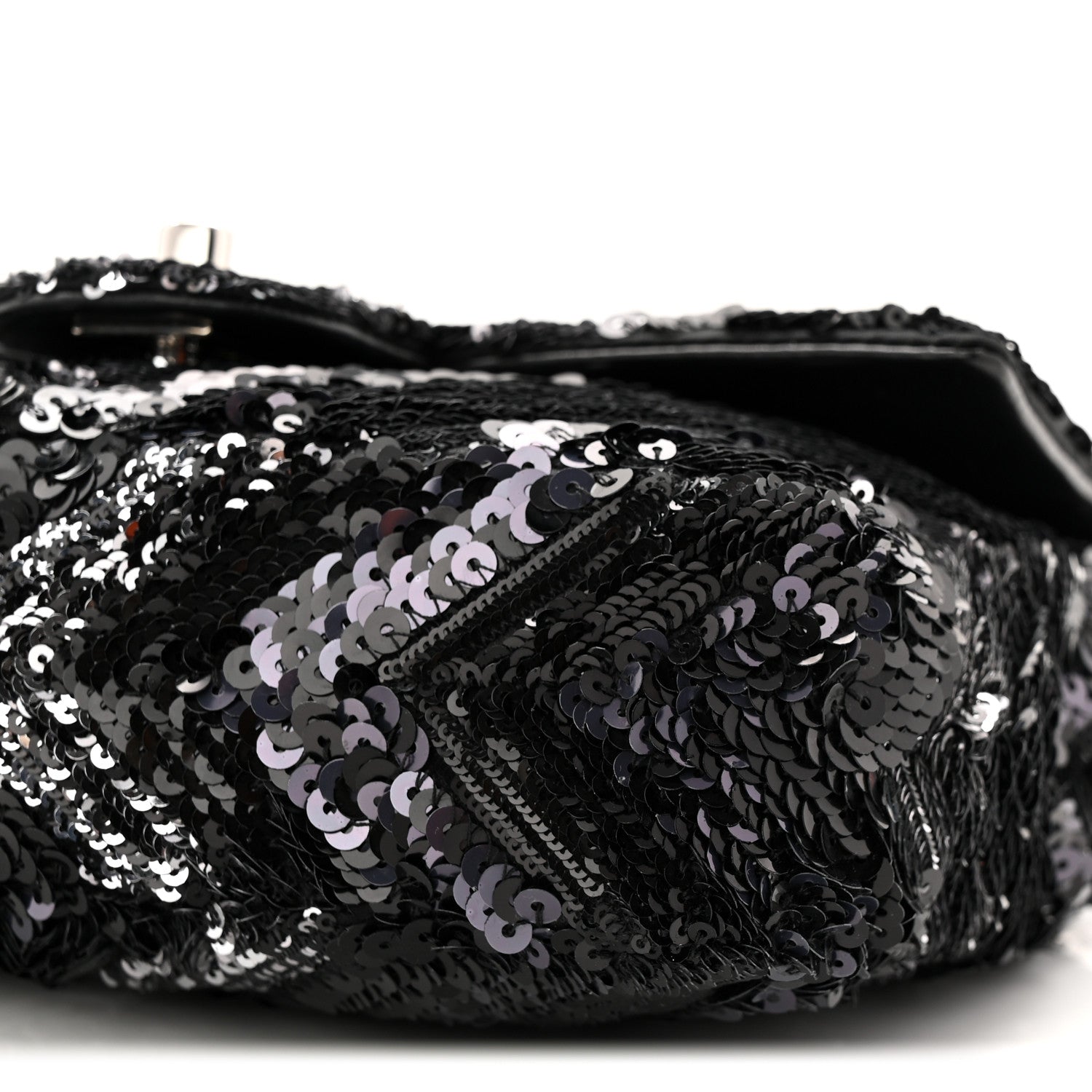 Chanel Sequins Chevron Mini Rectangular Flap Black