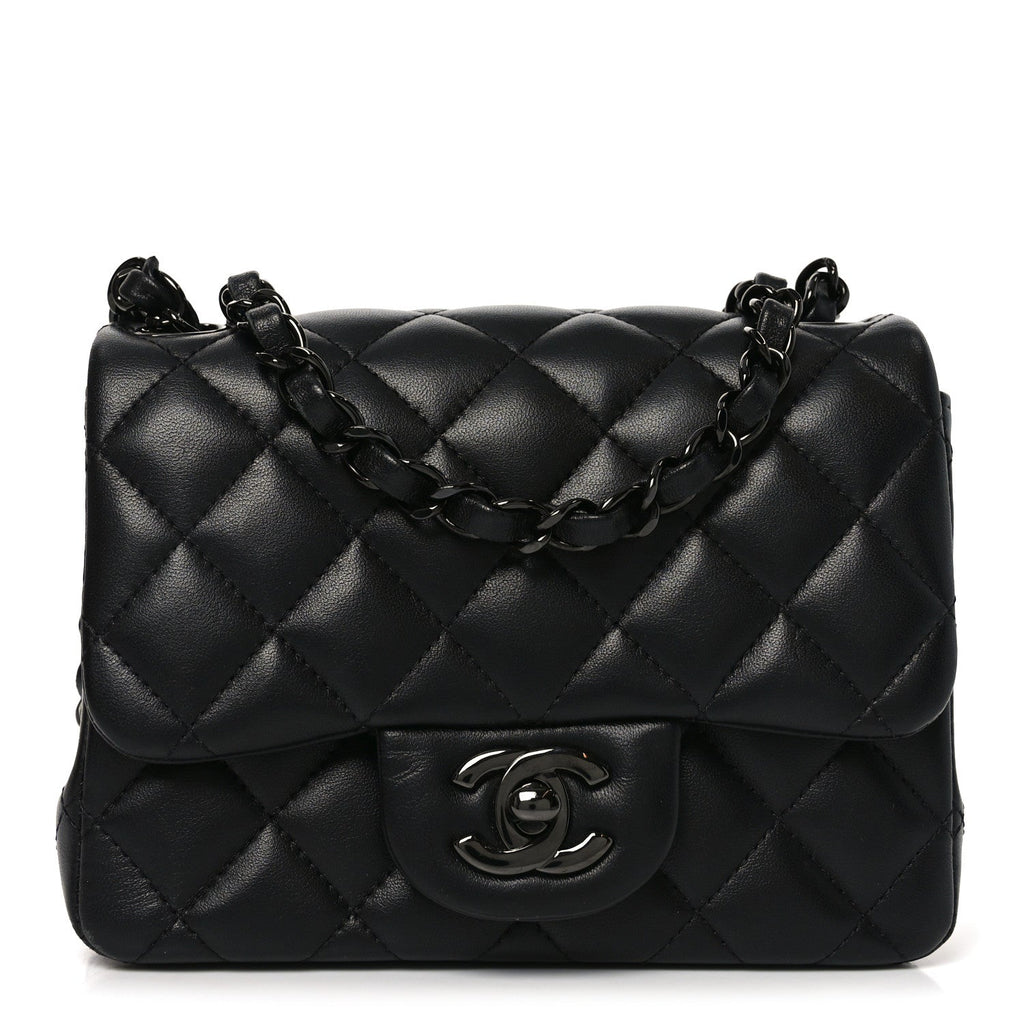 Chanel Lambskin Quilted Mini Square Flap So Black