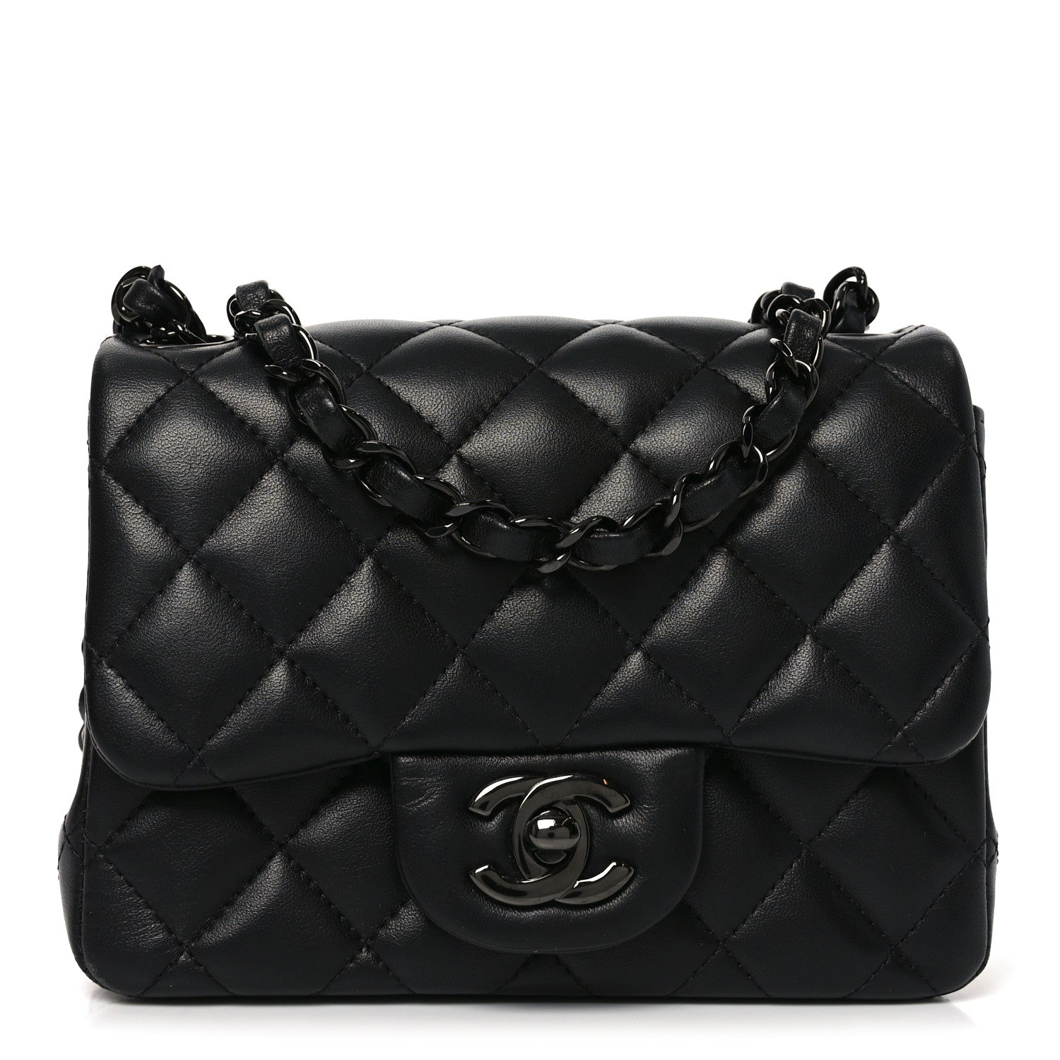 Chanel Lambskin Quilted Mini Square Flap So Black