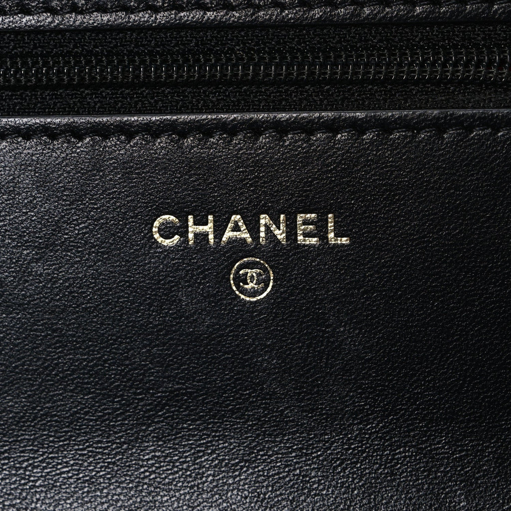Chanel Lambskin Quilted Chanel 19 Wallet On Chain WOC Black