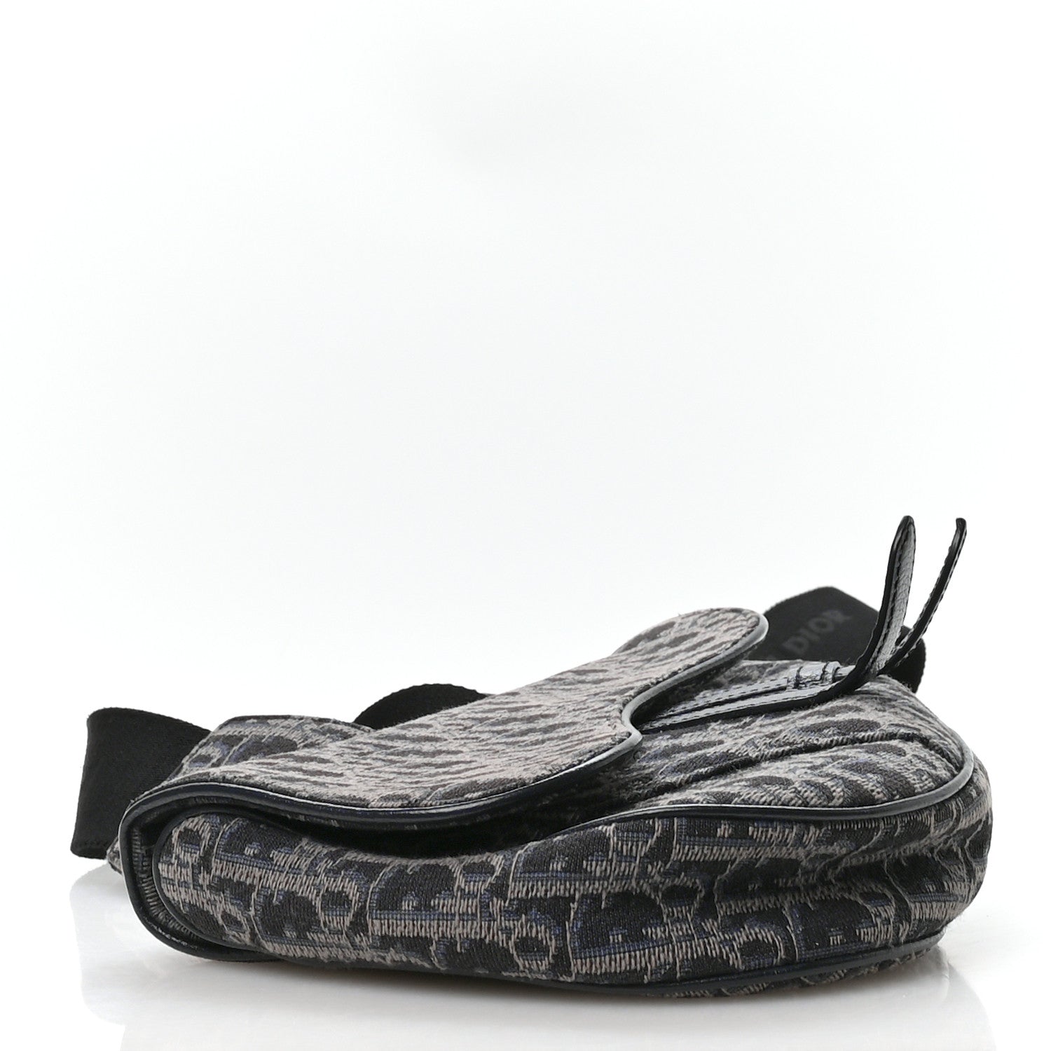 Christian Dior Oblique Mens Saddle Bag Black Blue