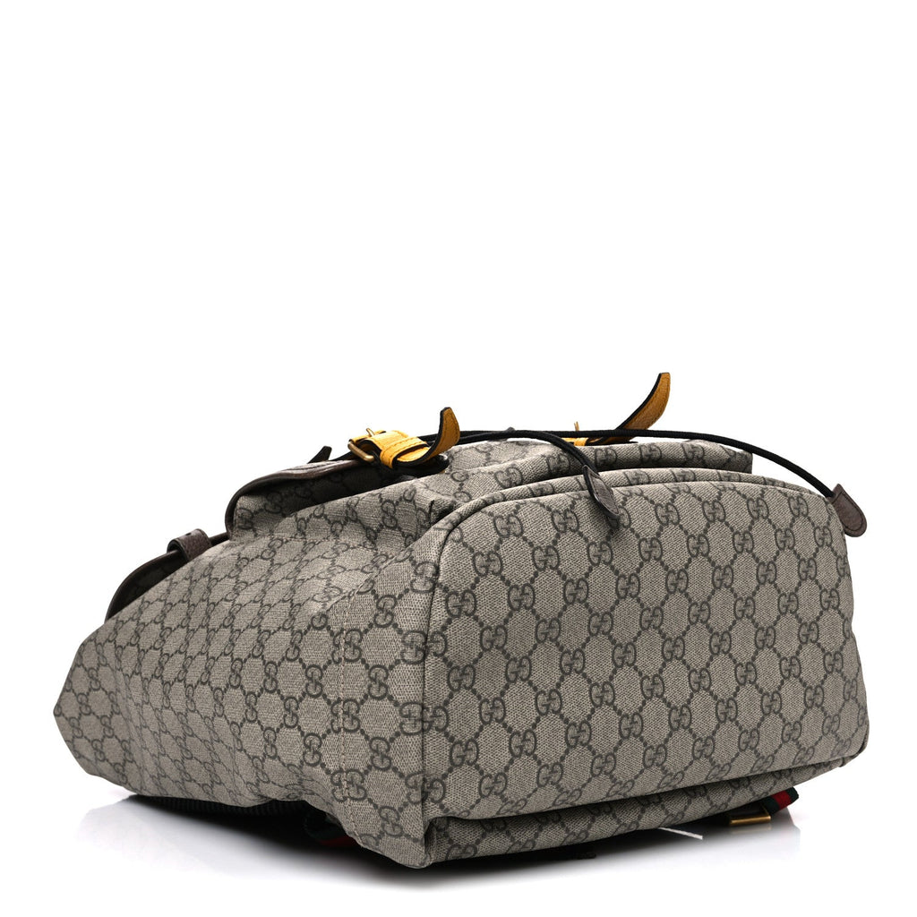 Gucci Soft GG Supreme Monogram Neo Vintage Double Buckle Backpack Beige New Acero Crop