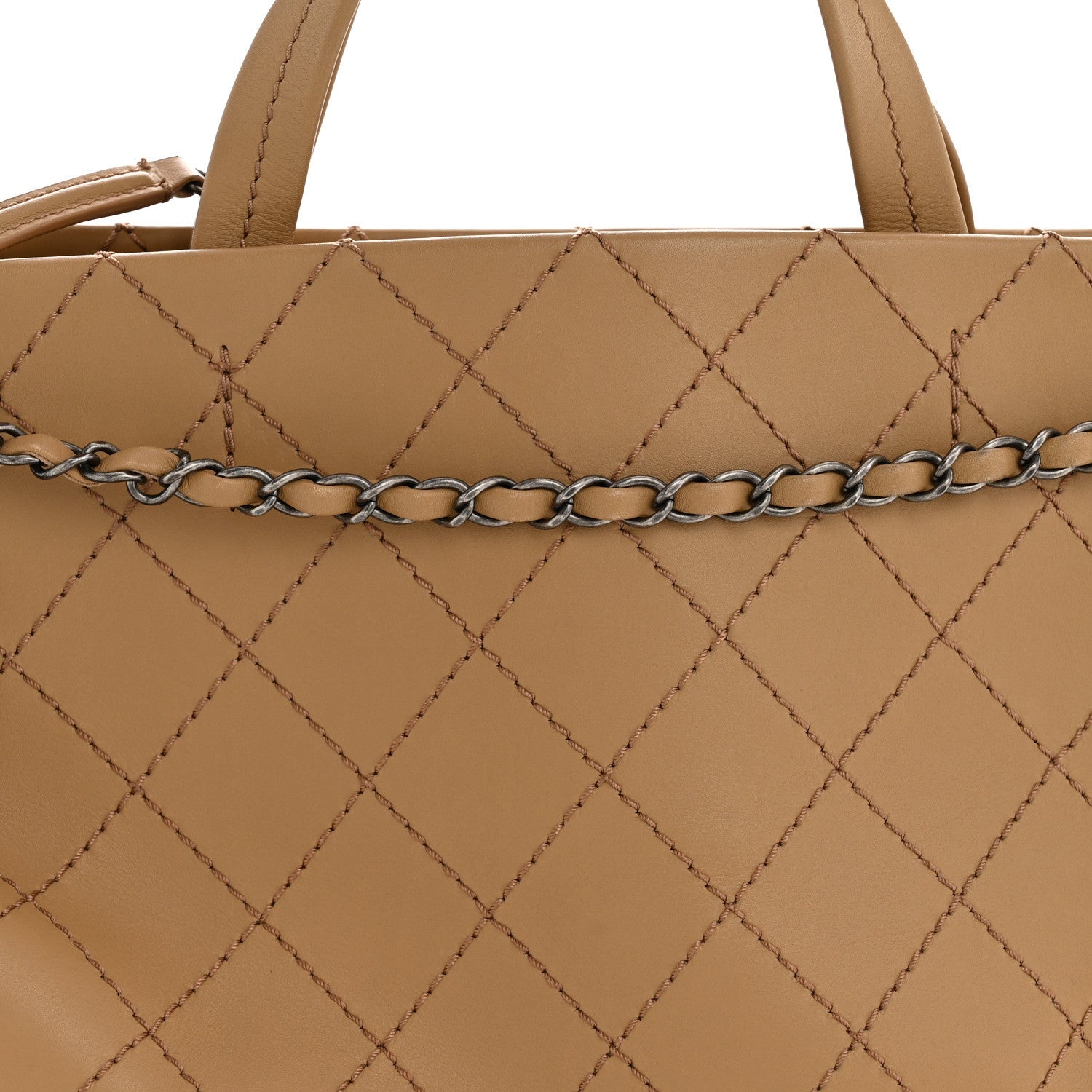 Chanel Calfskin Stitched CC Pocket Tote Beige