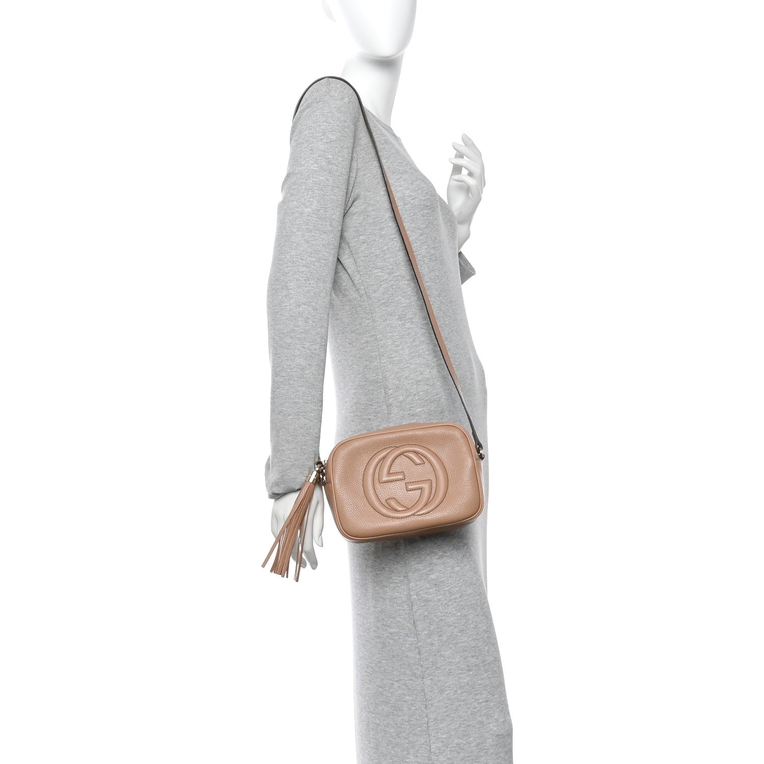 Gucci Pebbled Calfskin Small Soho Disco Bag Camelia