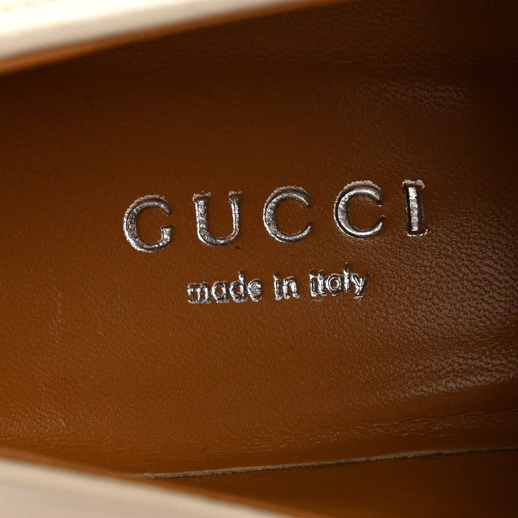 Gucci Malaga Kid Horsebit Platform Loafers 35 Mystic White