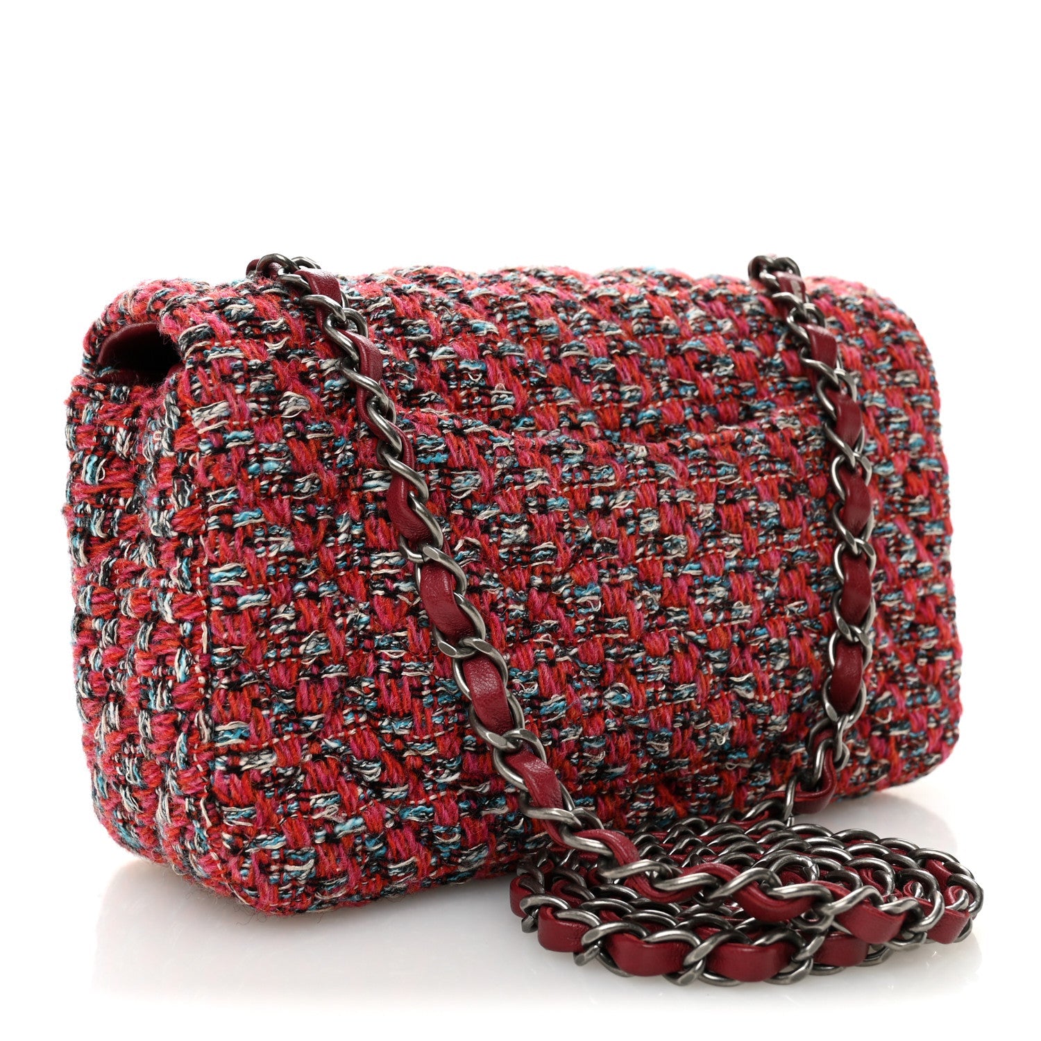Chanel Tweed Quilted Mini Rectangular Flap Red Blue Ecru Black Pink