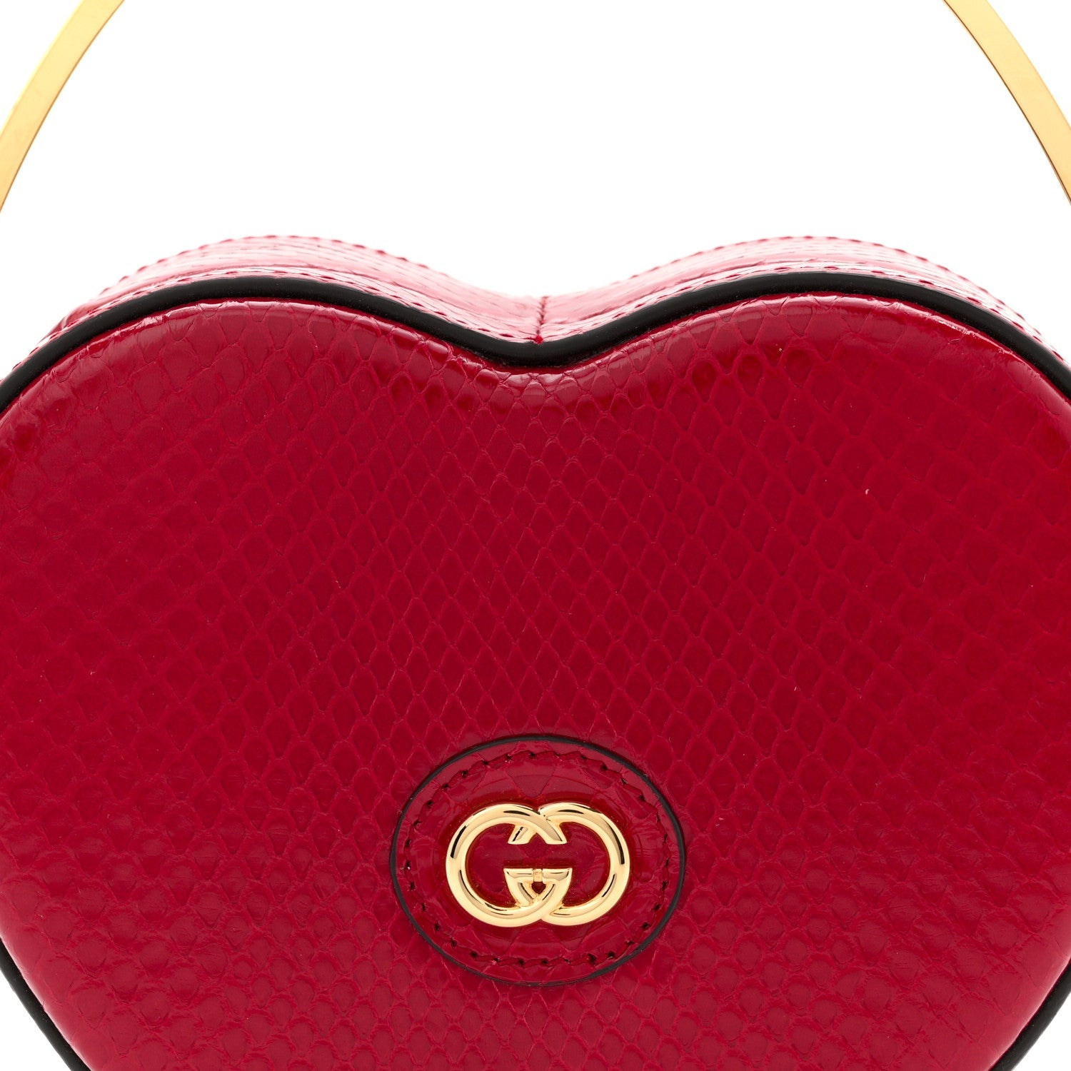 Gucci Snakeskin Broadway Mini Heart Top Handle Bag Rasberry Candy