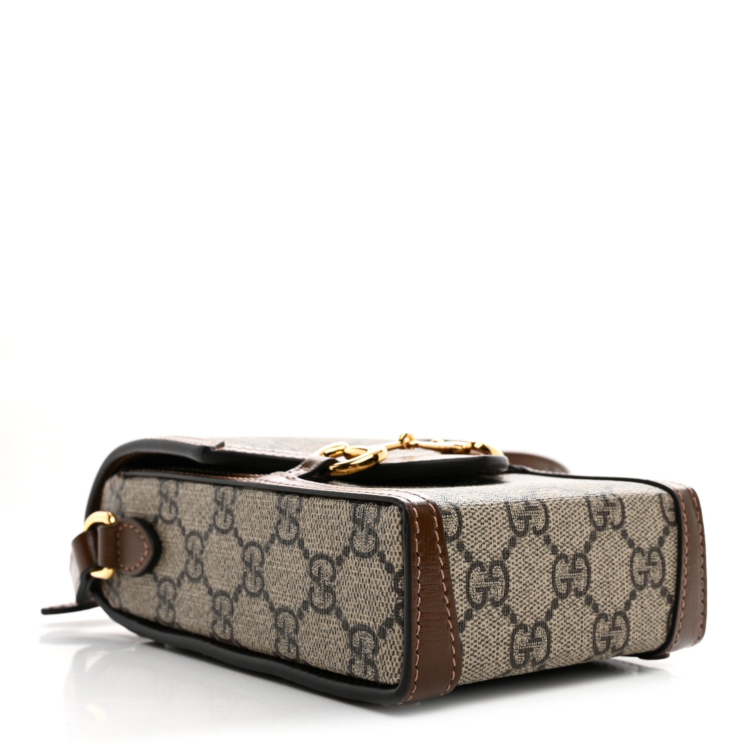 Gucci GG Supreme Monogram Mini Horsebit 1955 Crossbody Bag Beige Brown Sugar