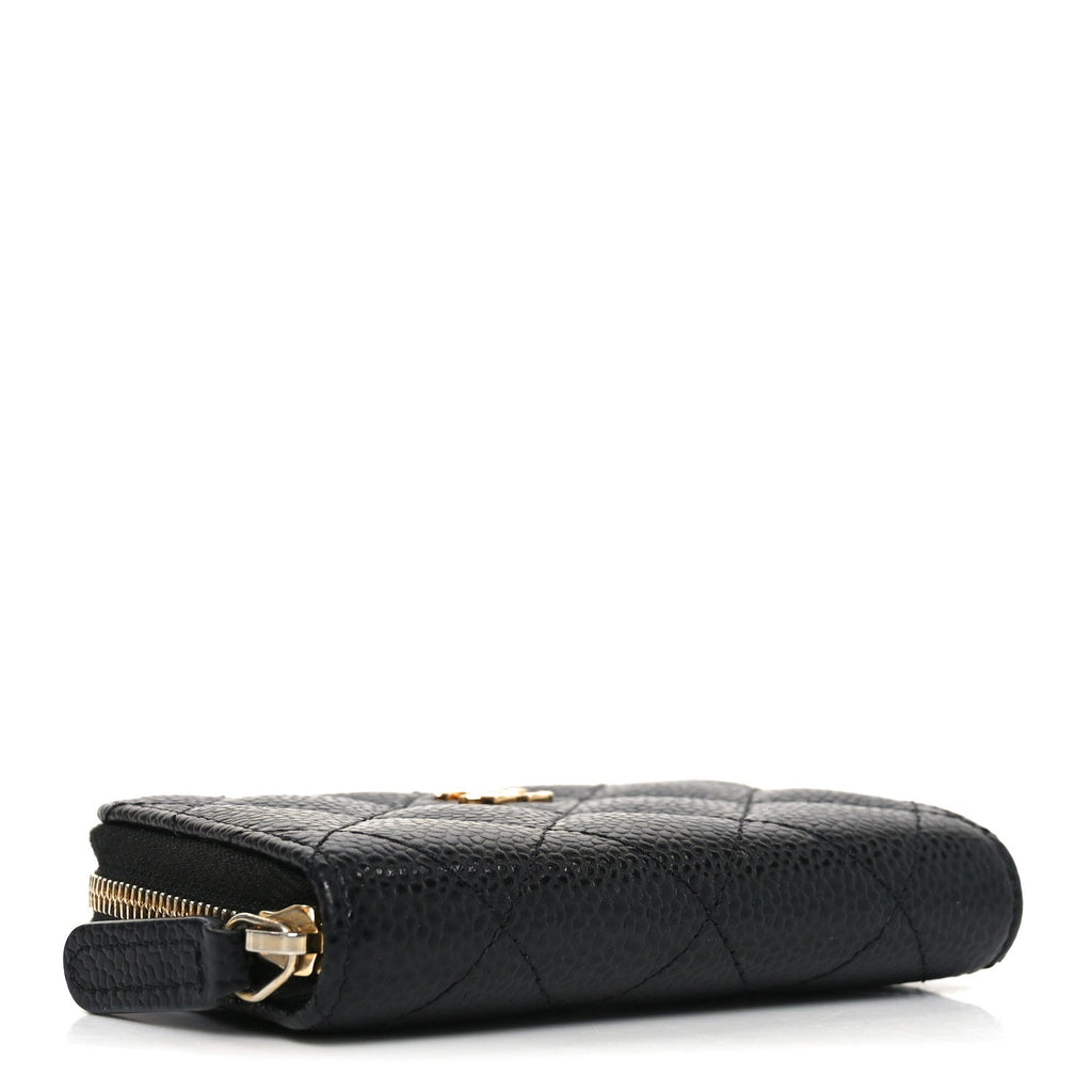 Caviar Quilted Zip Coin Purse Black