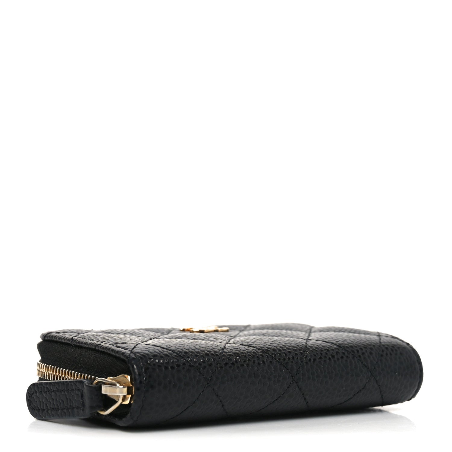 Caviar Quilted Zip Coin Purse Black