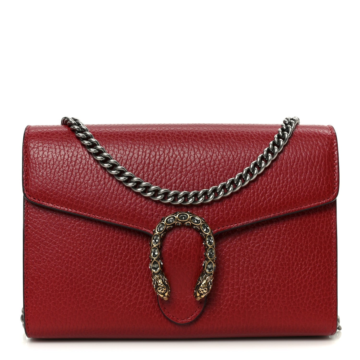 Gucci Calfskin Mini Dionysus Chain Wallet Hibiscus Red