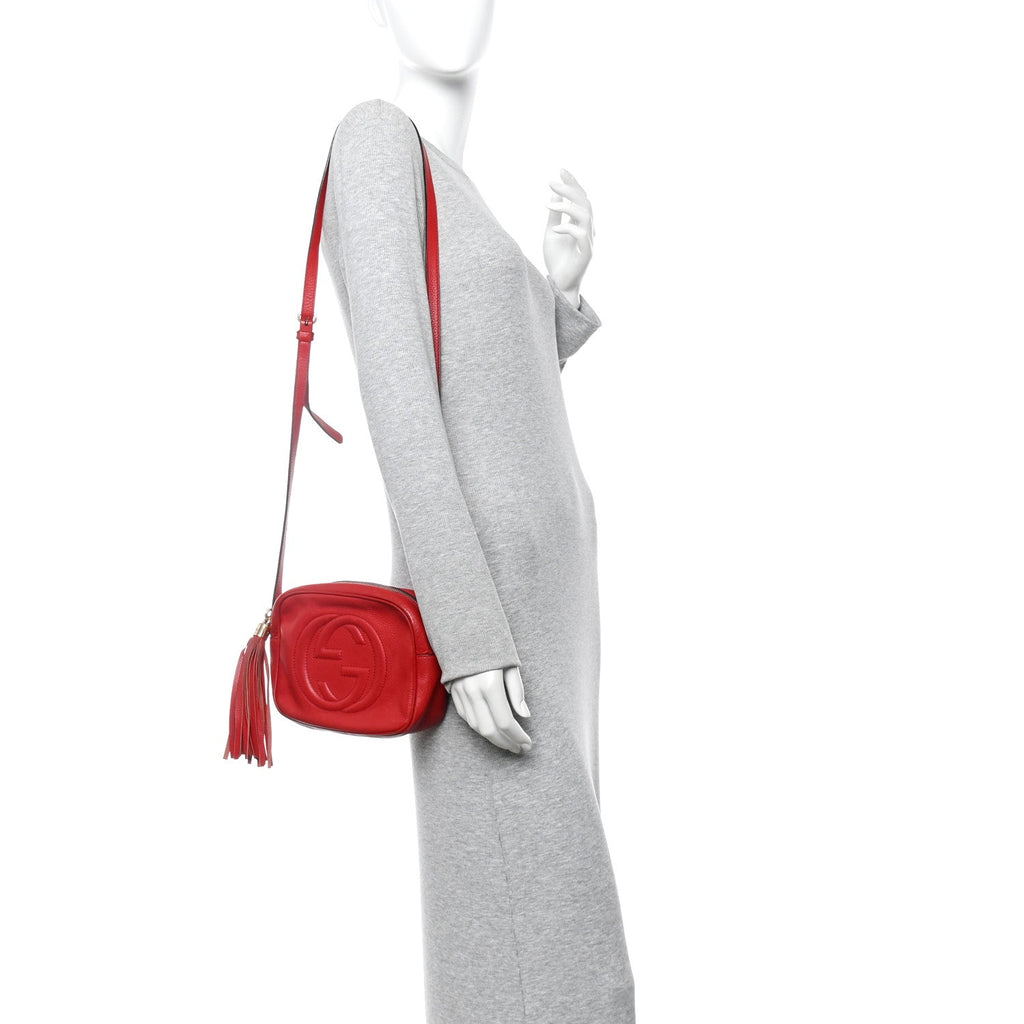 Gucci Pebbled Calfskin Small Soho Disco Bag Tabasco Red