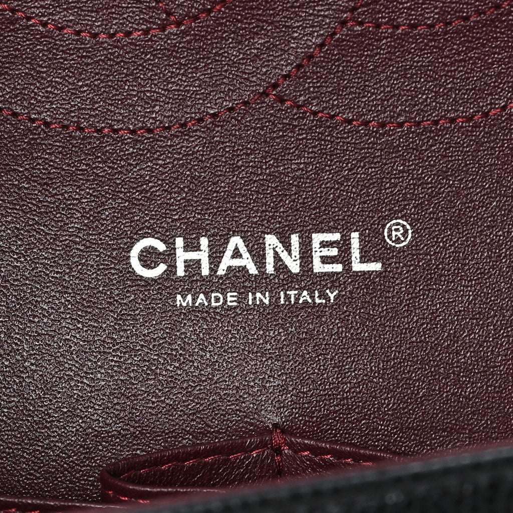 Chanel Caviar Chevron Quilted Jumbo Double Flap Black