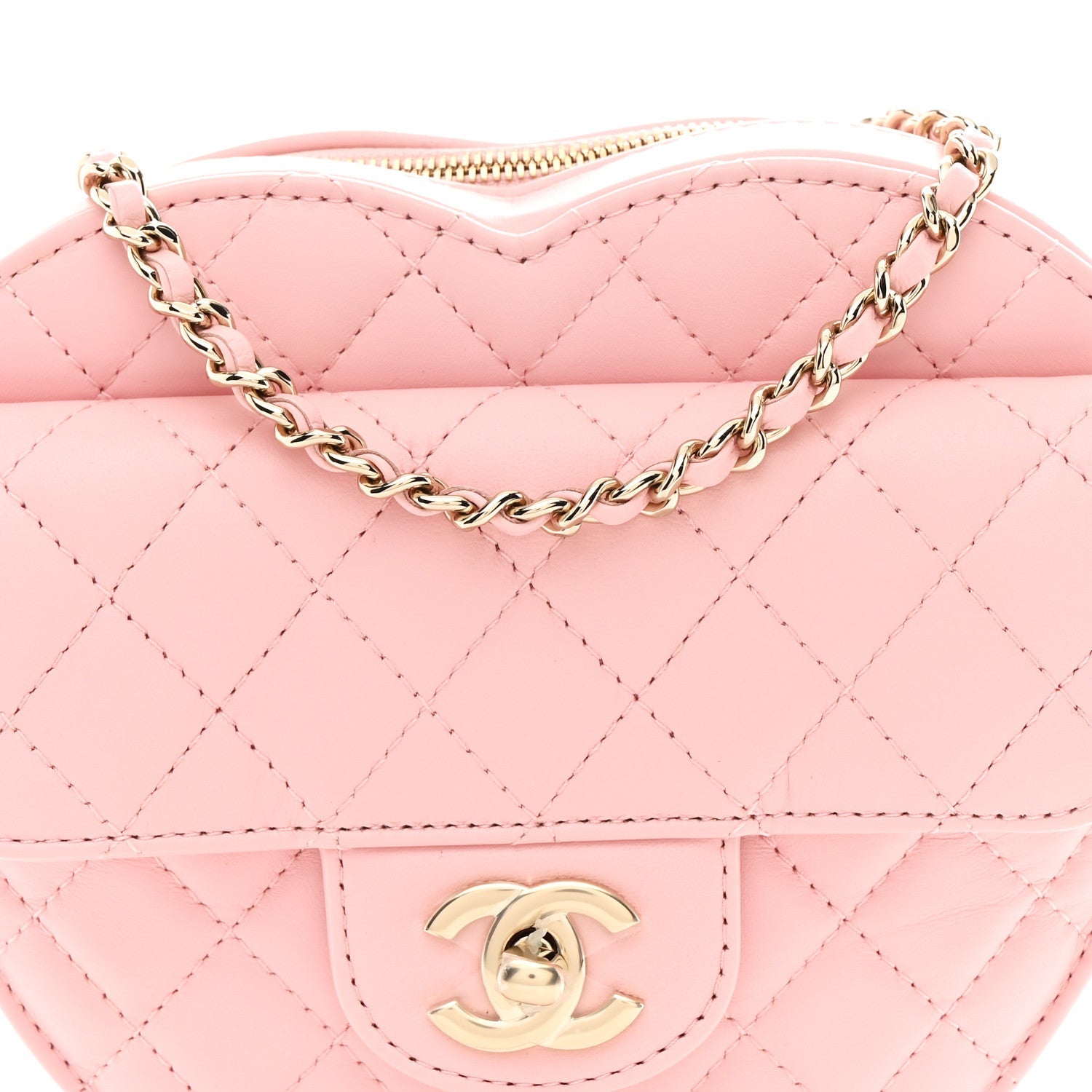 Chanel Lambskin Quilted Large CC In Love Heart Bag Light Pink