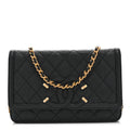 Chanel Caviar Quilted CC Filigree Wallet On Chain WOC Black