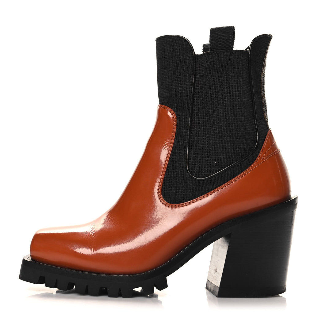 Louis Vuitton Patent Monogram Limitless Ankle Boots 38 Cognac