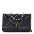 Chanel Lambskin Quilted Wallet On Chain WOC Navy