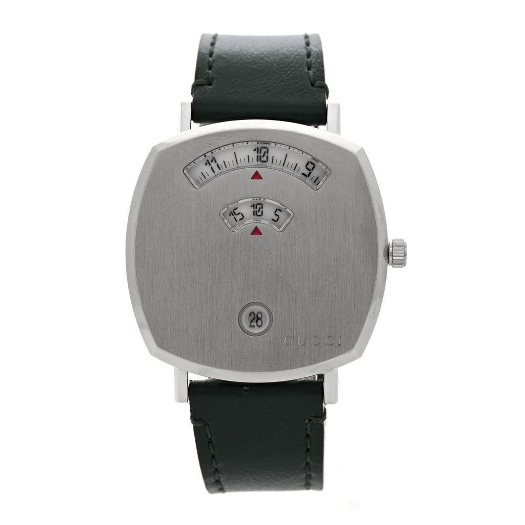 Gucci Stainless Steel Calfskin 35mm Grip Quartz Watch Black