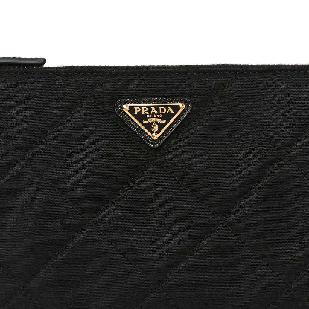 Prada Re-Nylon Tessuto Impuntu Quilted Re-Edition 1995 Chaine Pouch Black