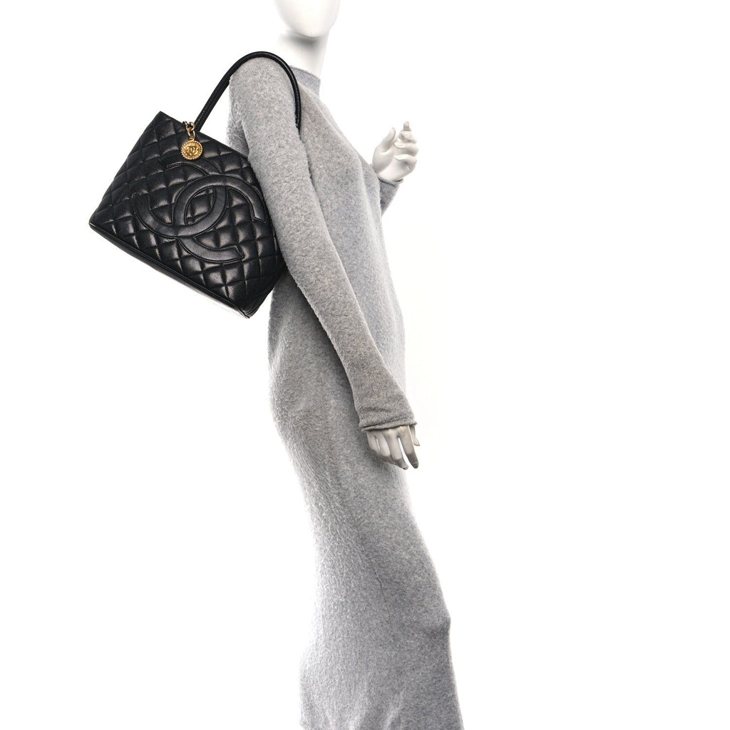 Chanel Caviar Quilted Medallion Tote Black