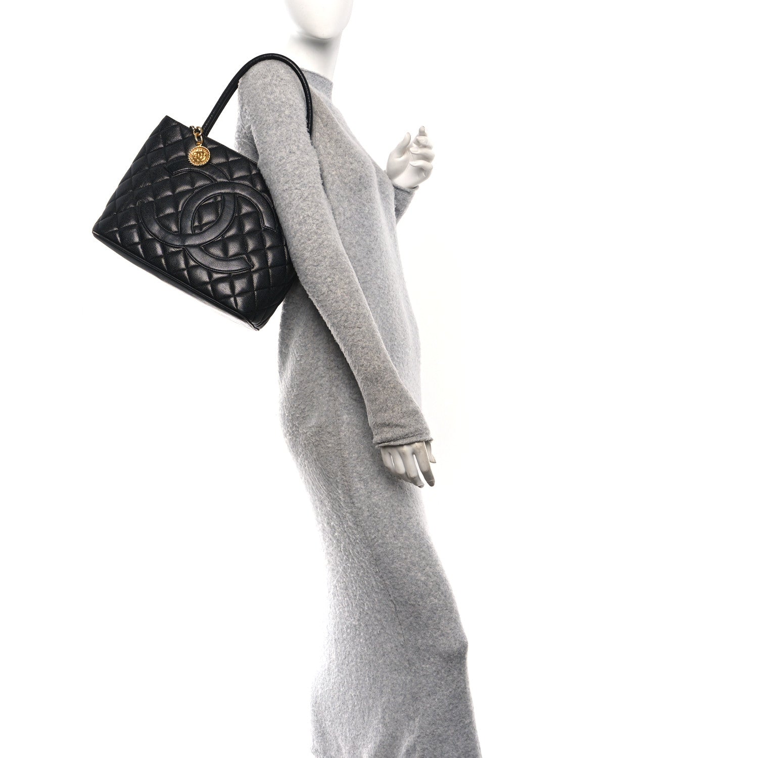 Chanel Caviar Quilted Medallion Tote Black
