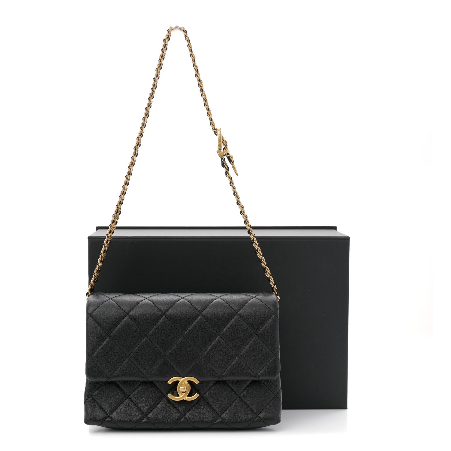 Chanel Calfskin Quilted Belt Chain Flap Black