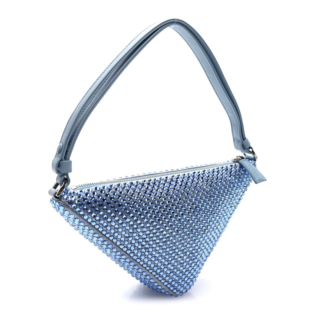 Prada Satin Crystal Triangle Pouch Celeste