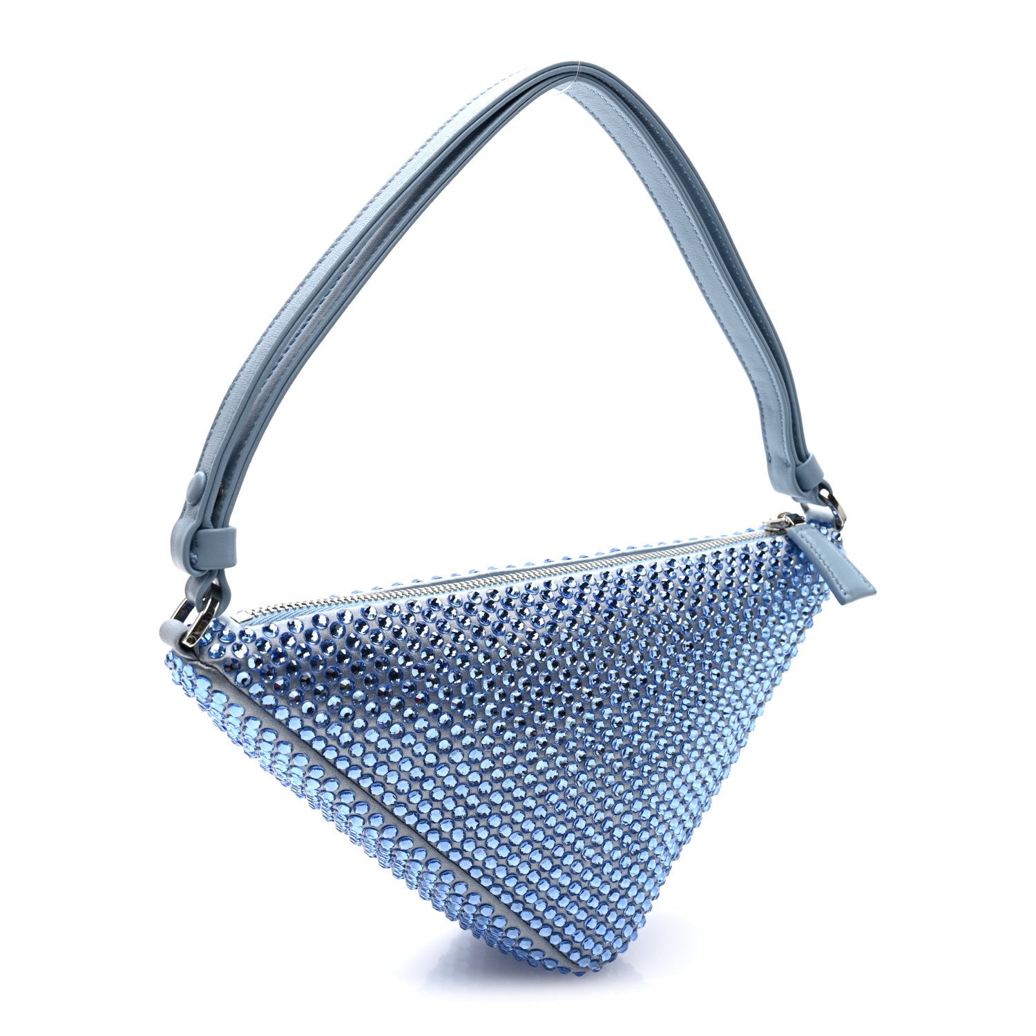 Prada Satin Crystal Triangle Pouch Celeste