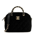 Chanel Velvet Quilted Shiny Coco Clutch With Chain Black