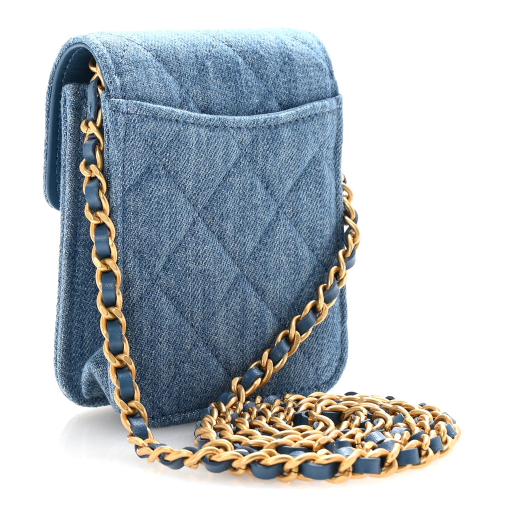 Chanel Denim Quilted Flap Mini Crossbody Blue