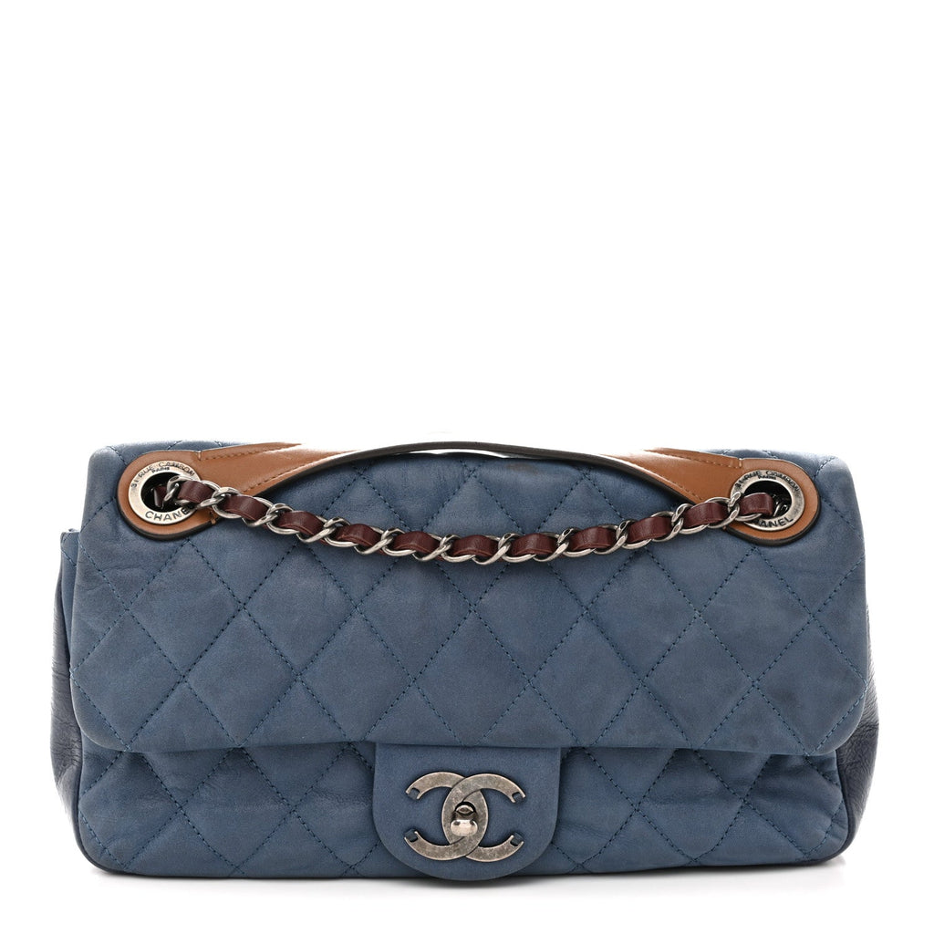 Chanel Iridescent Calfskin Medium In The Mix Flap Blue