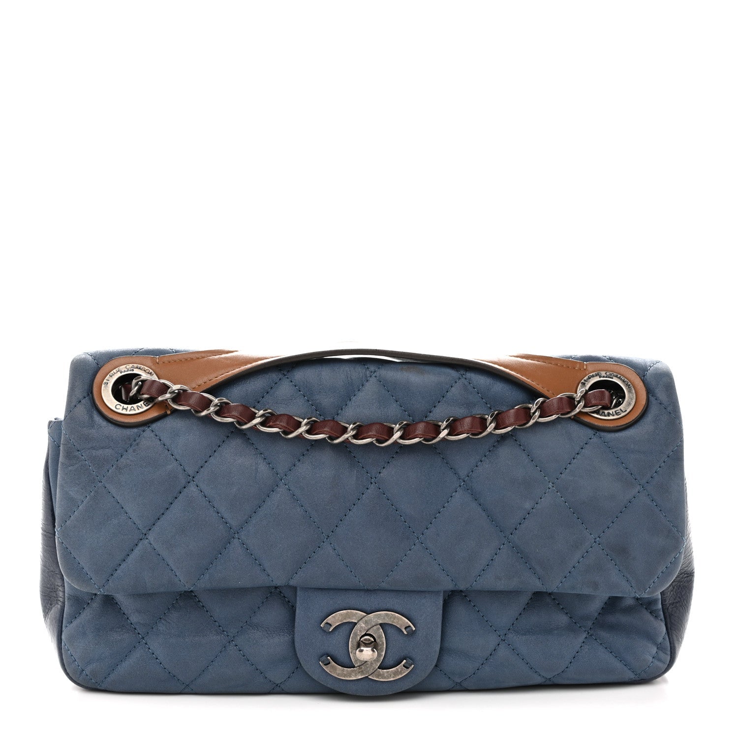 Chanel Iridescent Calfskin Medium In The Mix Flap Blue