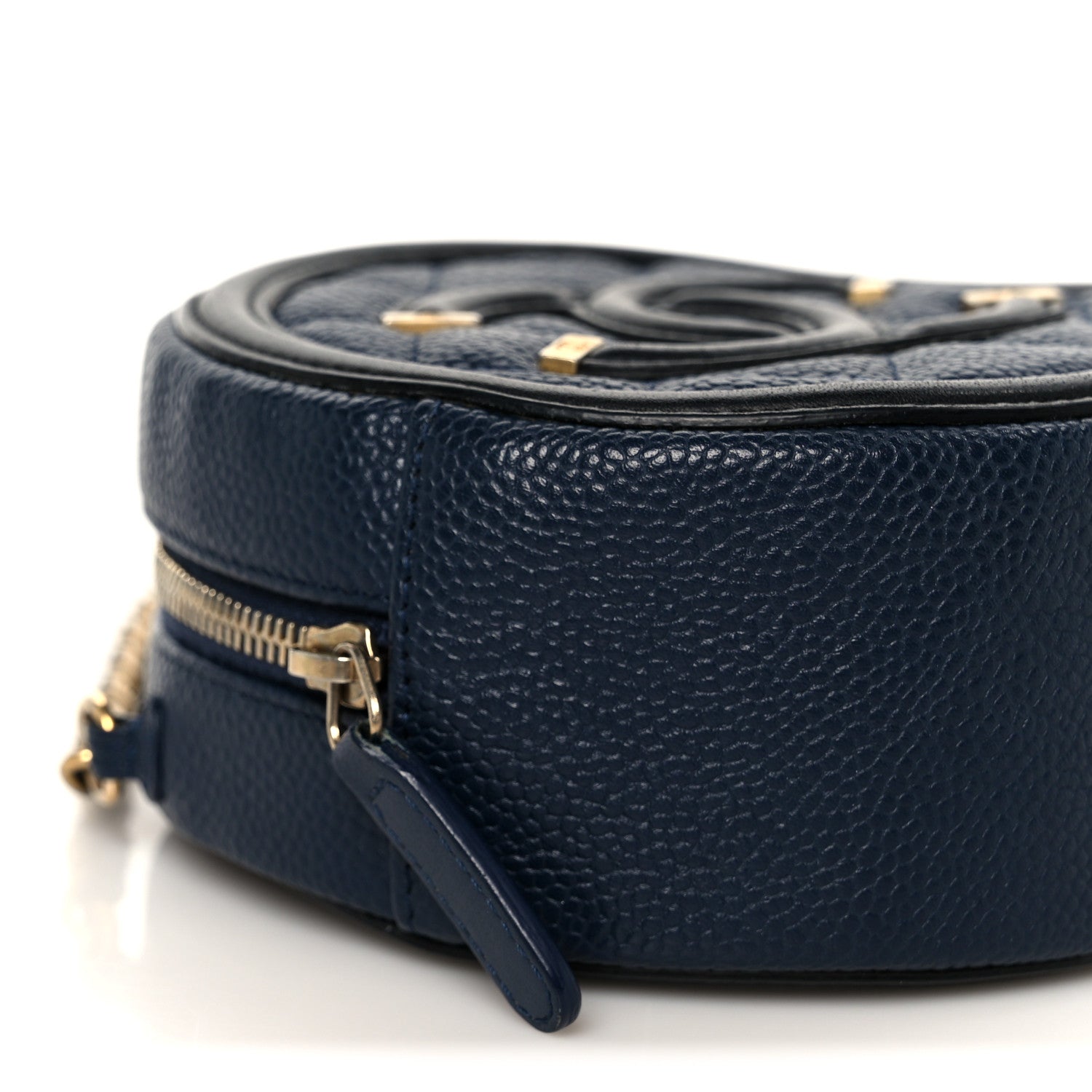 Chanel Caviar Quilted Round Filigree Crossbody Navy Black
