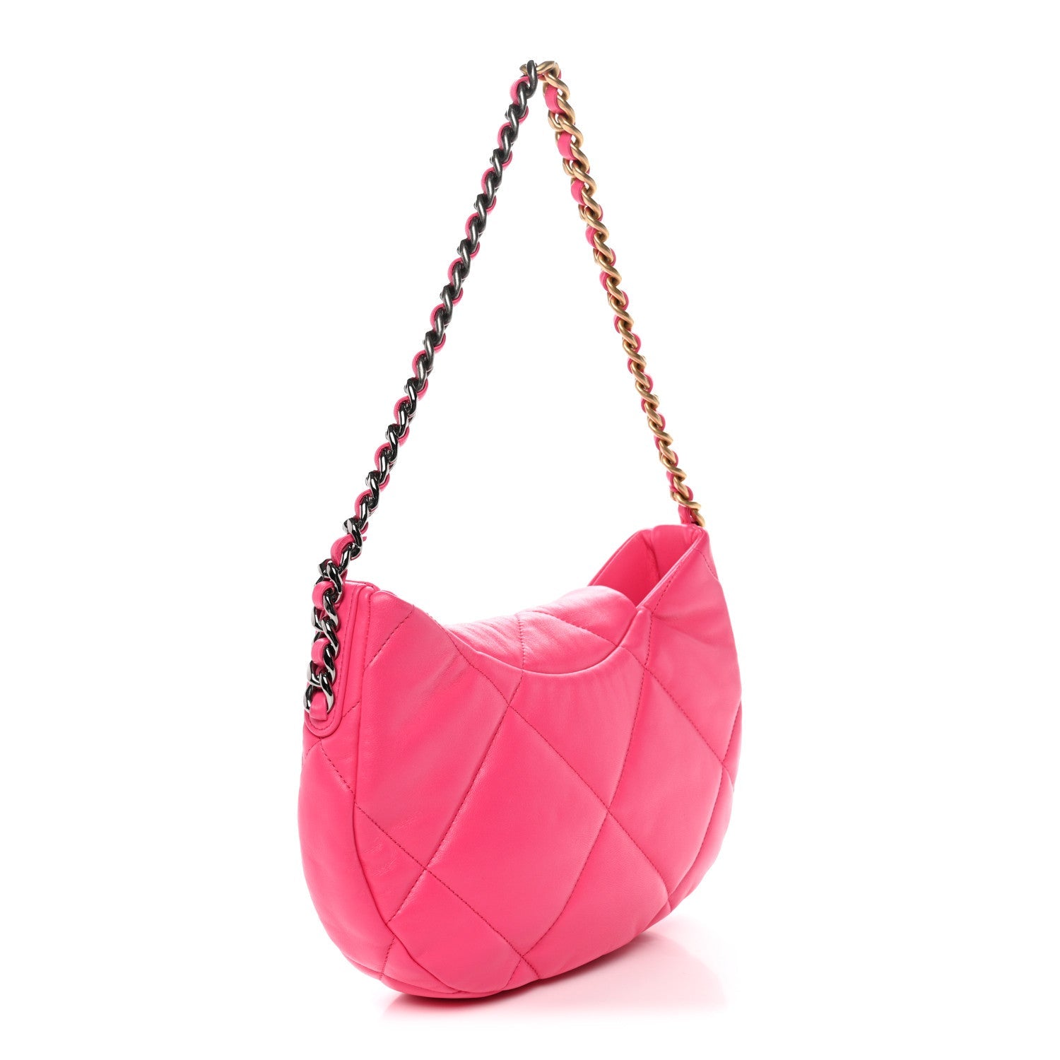 Chanel Lambskin Quilted Chanel 19 Hobo Pink