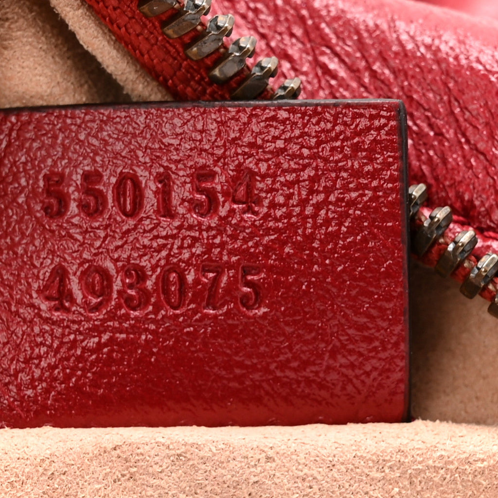 Gucci Glazed Calfskin Matelasse Heart Mini GG Marmont Round Shoulder Bag Romantic Cerise