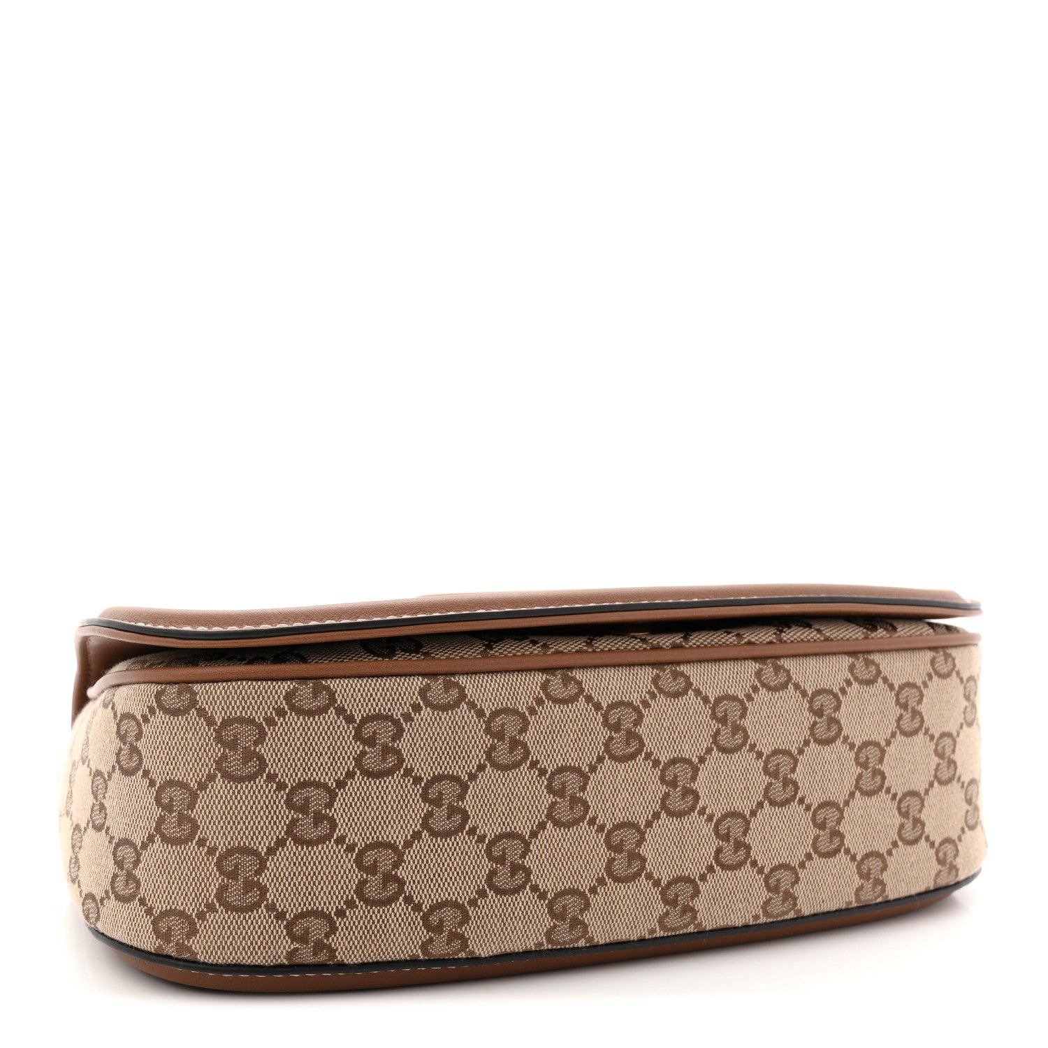 Gucci GG Monogram Calfskin Medium Blondie Top Handle Bag Beige Dark Brown