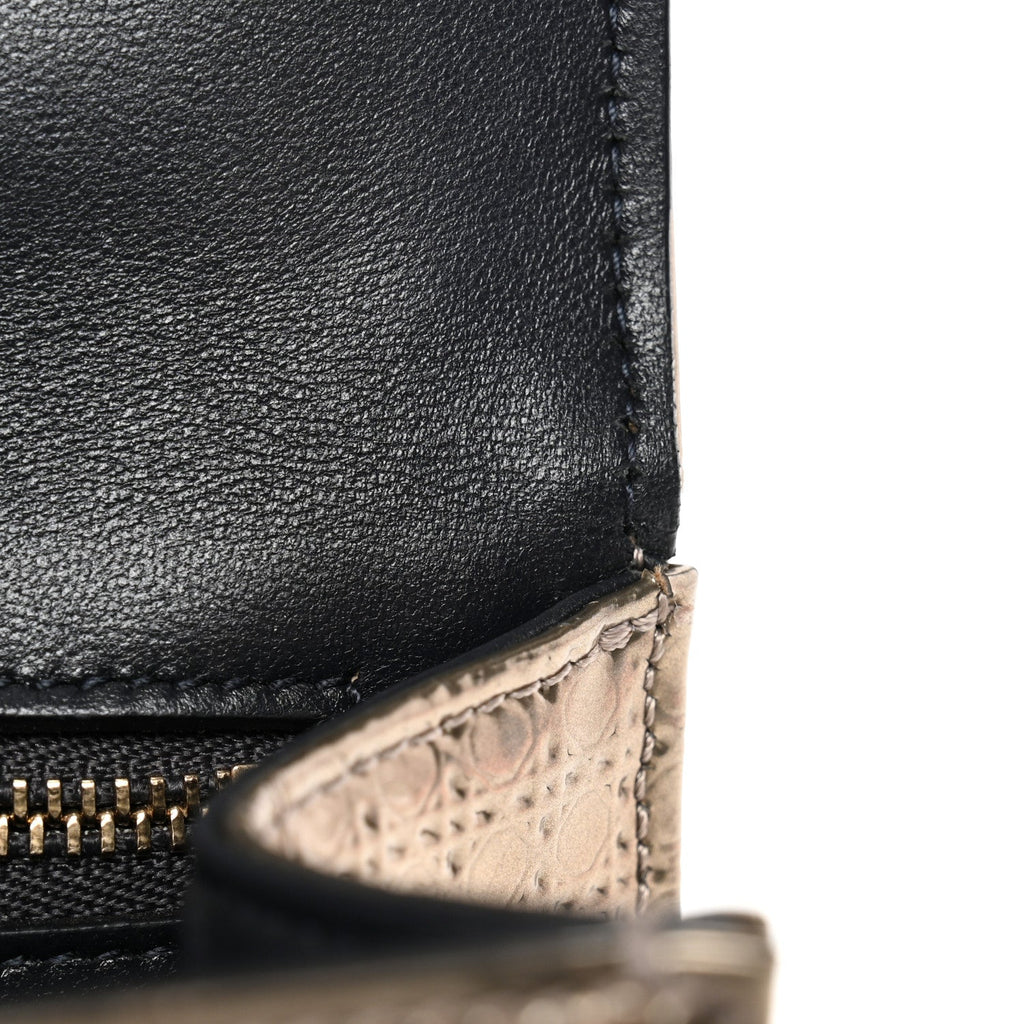 Christian Dior Metallic Patent Micro-Cannage Small Diorama Flap Bag Gold