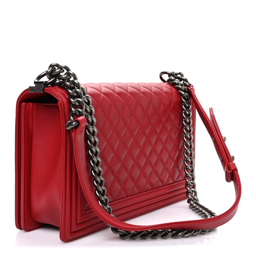 Chanel Lambskin Quilted New Medium Boy Flap Red