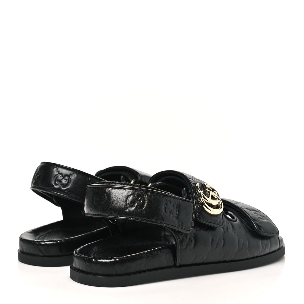 Gucci Guccissima GG Embossed Womens Sandals 36.5 Black