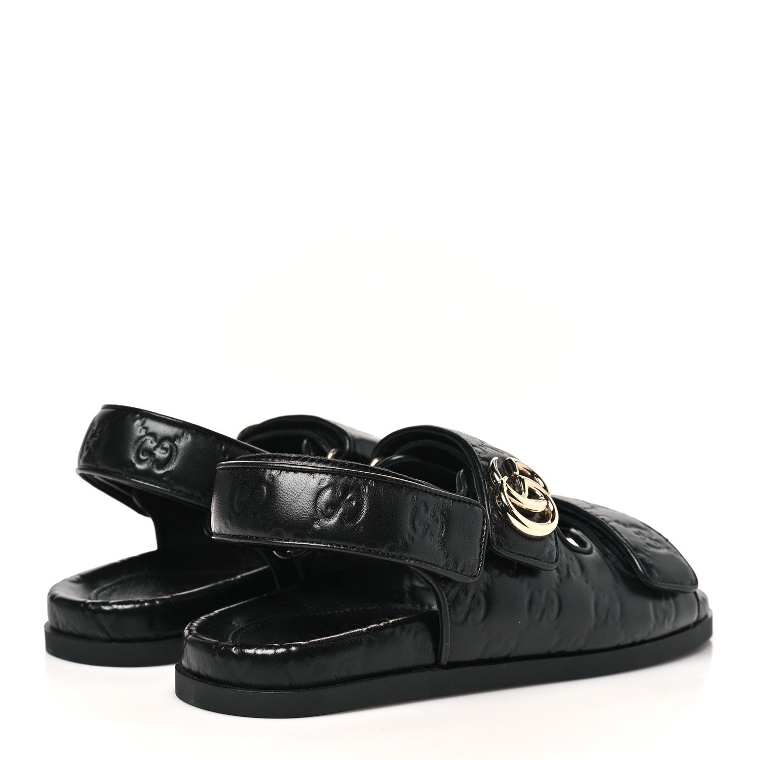 Gucci Guccissima GG Embossed Womens Sandals 36.5 Black