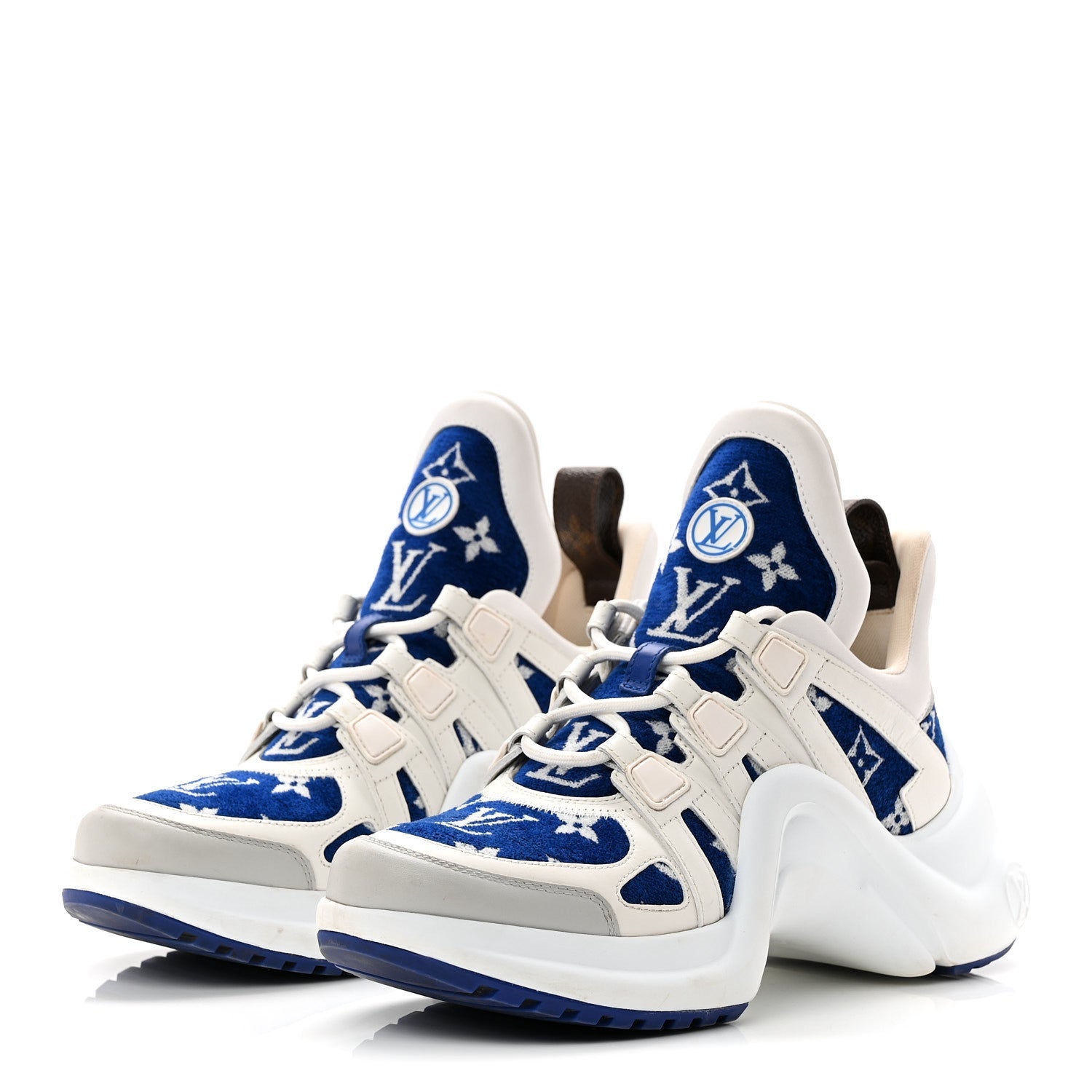 Louis Vuitton Jacquard Velvet Monogram LV Archlight Sneakers 37 White Blue